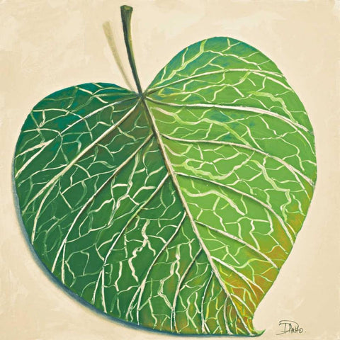 Veins of Green Leaf on Cream I White Modern Wood Framed Art Print by Pinto, Patricia