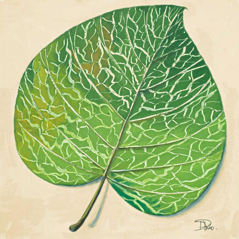 Veins of Green Leaf on Cream II Black Modern Wood Framed Art Print by Pinto, Patricia