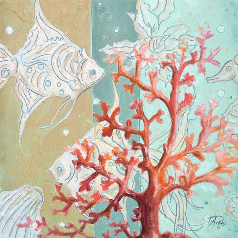 Coral Reef I White Modern Wood Framed Art Print by Pinto, Patricia