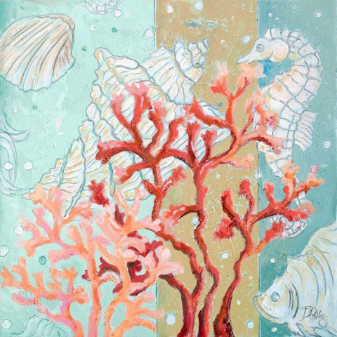 Coral Reef II Black Modern Wood Framed Art Print with Double Matting by Pinto, Patricia