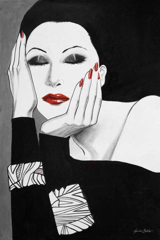 Fashion Women I White Modern Wood Framed Art Print with Double Matting by Baliko, Linda