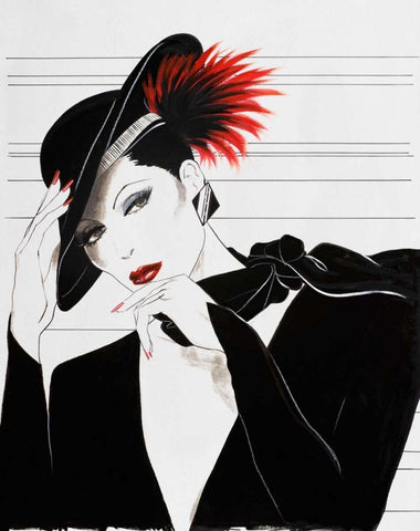 Fashion Women V White Modern Wood Framed Art Print with Double Matting by Baliko, Linda