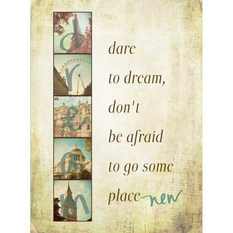 Dare to Dream Border Gold Ornate Wood Framed Art Print with Double Matting by Navas, Emily