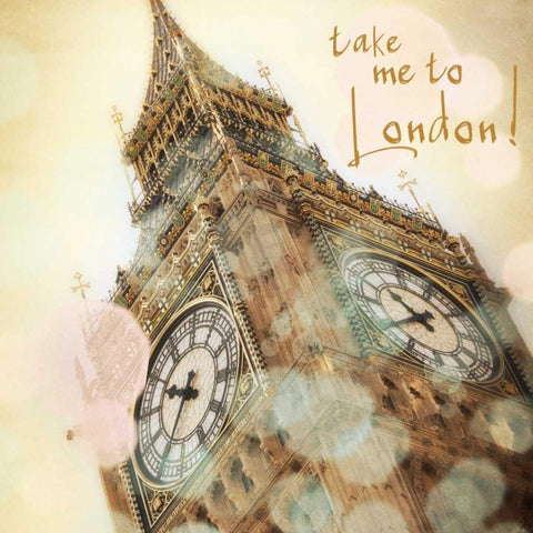 Take Me To London Border Black Modern Wood Framed Art Print with Double Matting by Navas, Emily