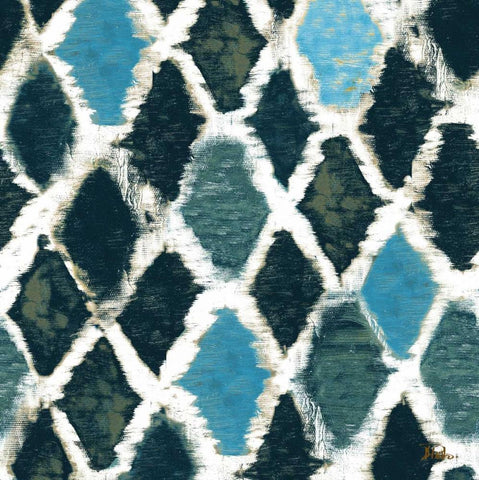 Blue Colored Thatch White Modern Wood Framed Art Print with Double Matting by Pinto, Patricia