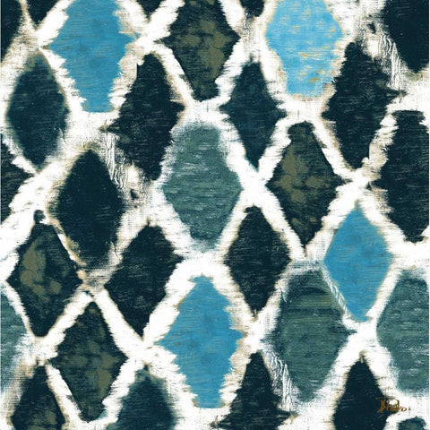 Blue Colored Thatch Black Modern Wood Framed Art Print by Pinto, Patricia