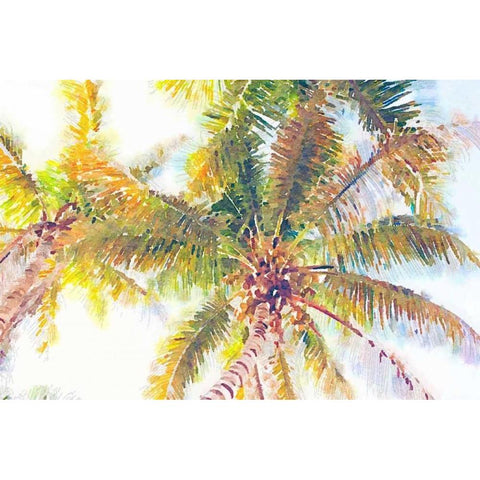Sideway Watercolor Palms I White Modern Wood Framed Art Print by Navas, Emily