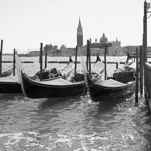 Venitian Gondolas I White Modern Wood Framed Art Print with Double Matting by Navas, Emily