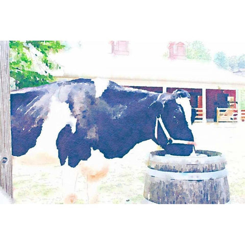 Barn Cow Gold Ornate Wood Framed Art Print with Double Matting by Navas, Emily