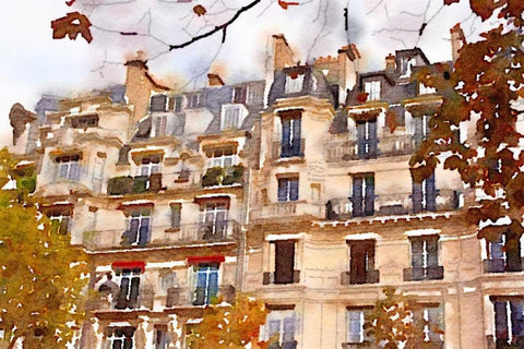 April in Paris White Modern Wood Framed Art Print with Double Matting by Navas, Emily