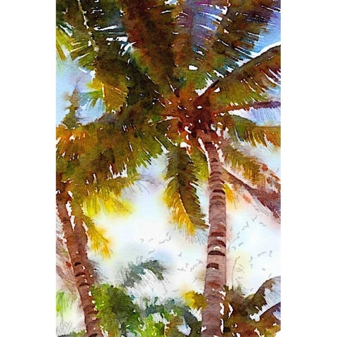 Watercolor Palms I White Modern Wood Framed Art Print by Navas, Emily