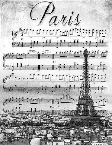 Musical Paris Black Ornate Wood Framed Art Print with Double Matting by Navas, Emily