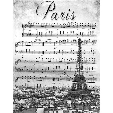 Musical Paris Black Modern Wood Framed Art Print by Navas, Emily