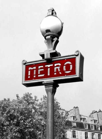 Metro in Paris White Modern Wood Framed Art Print with Double Matting by Navas, Emily
