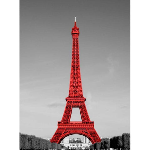Paris in the Day in Red Border Black Modern Wood Framed Art Print with Double Matting by Navas, Emily