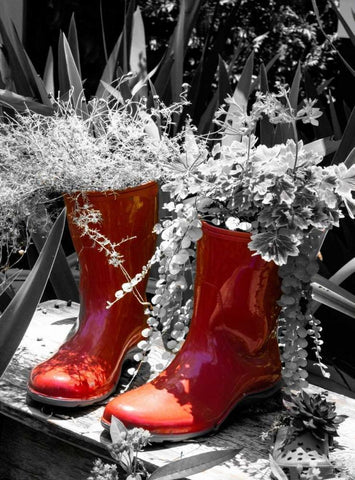 Rain Boots Border White Modern Wood Framed Art Print with Double Matting by Navas, Emily