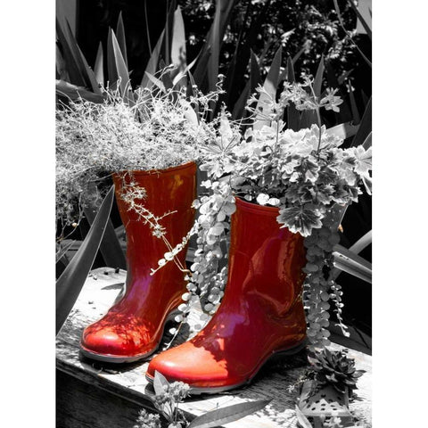 Rain Boots Border Black Modern Wood Framed Art Print with Double Matting by Navas, Emily