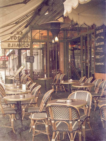 Paris Cafe I Black Ornate Wood Framed Art Print with Double Matting by Navas, Emily
