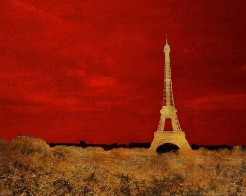 Red Paris Black Ornate Wood Framed Art Print with Double Matting by Navas, Emily