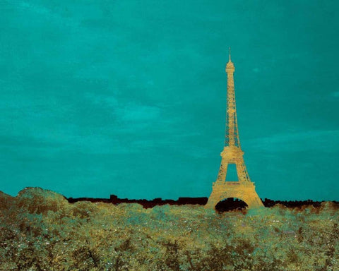 Teal Paris White Modern Wood Framed Art Print with Double Matting by Navas, Emily