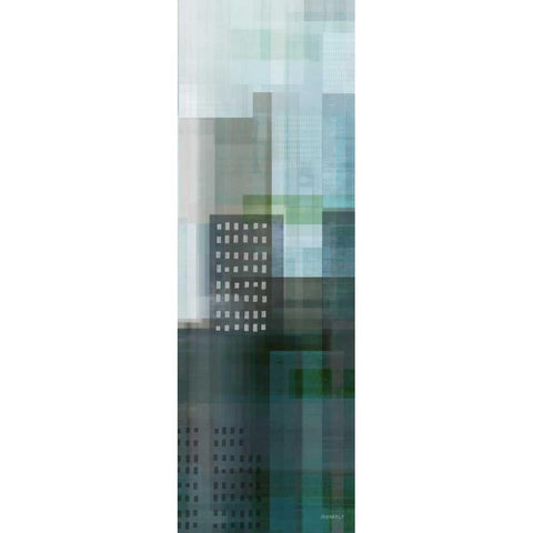 City Emerald Panel I White Modern Wood Framed Art Print by Meneely, Dan