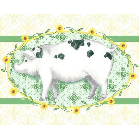 Piggy Wiggy III White Modern Wood Framed Art Print by Metz, Andi