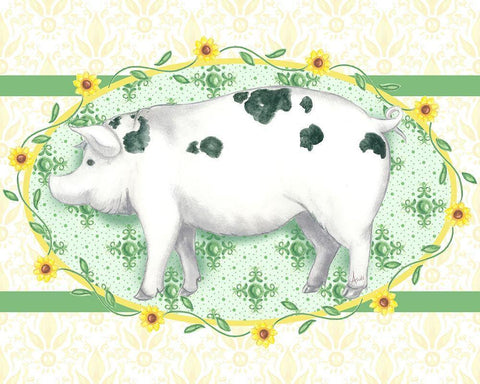 Piggy Wiggy III Black Ornate Wood Framed Art Print with Double Matting by Metz, Andi