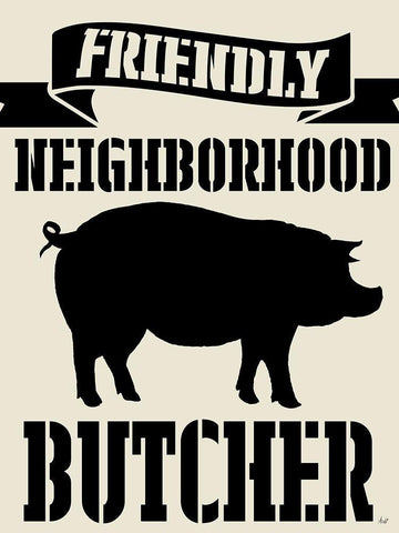 Neighborhood Butcher Black Ornate Wood Framed Art Print with Double Matting by Metz, Andi