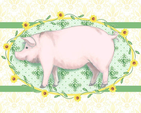 Piggy Wiggy I White Modern Wood Framed Art Print with Double Matting by Metz, Andi
