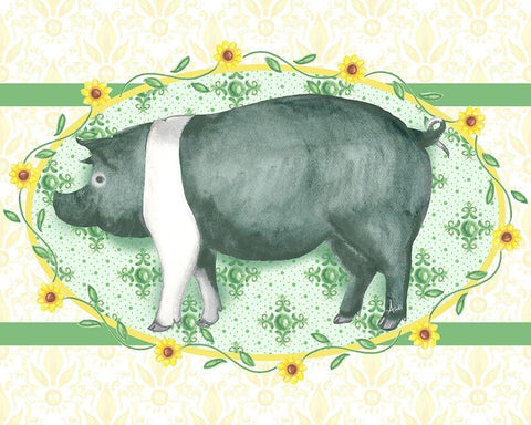 Piggy Wiggy II White Modern Wood Framed Art Print with Double Matting by Metz, Andi