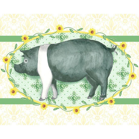 Piggy Wiggy II Black Modern Wood Framed Art Print with Double Matting by Metz, Andi