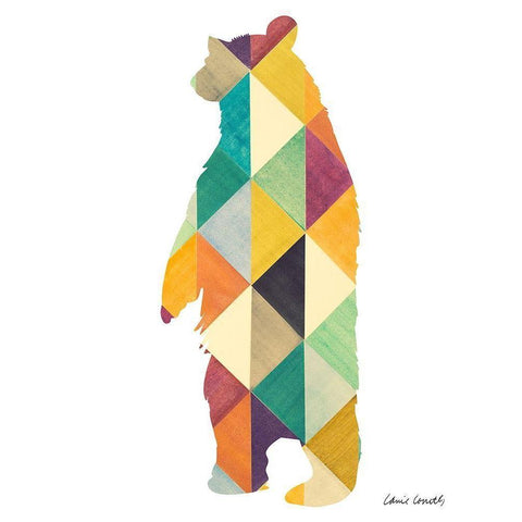 Uptown Bear White Modern Wood Framed Art Print by Loreth, Lanie