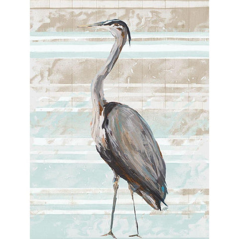 Grey Heron I Gold Ornate Wood Framed Art Print with Double Matting by DeRice, Julie
