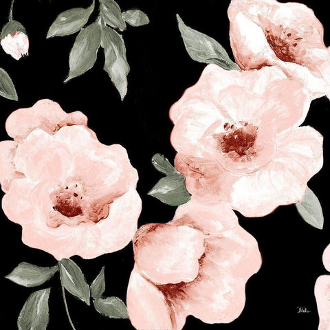 Dusty Rose on Black II White Modern Wood Framed Art Print by Pinto, Patricia