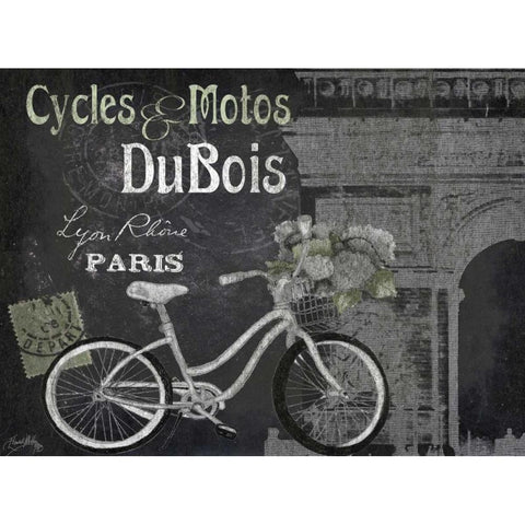 Paris Bike on Chalk Border II White Modern Wood Framed Art Print by Medley, Elizabeth