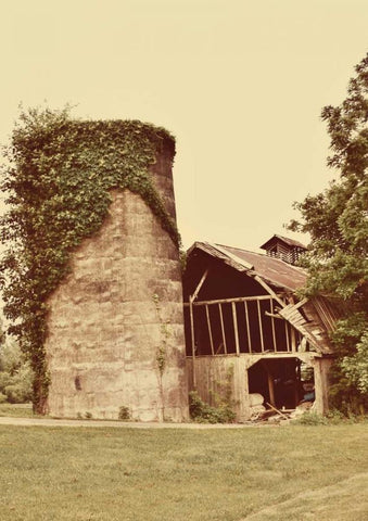 Barn and Silo White Modern Wood Framed Art Print with Double Matting by Peck, Gail