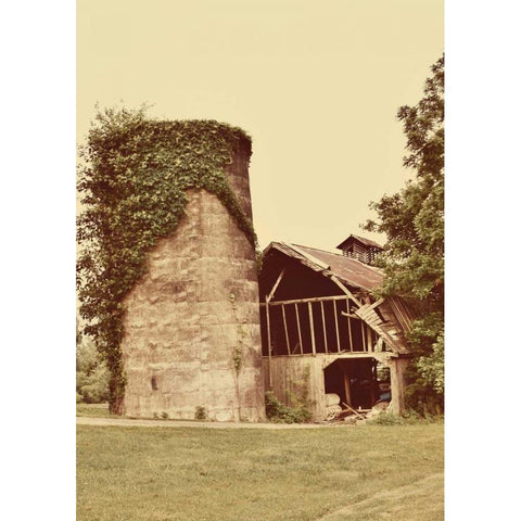Barn and Silo Black Modern Wood Framed Art Print by Peck, Gail