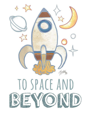 To Space and Beyond White Modern Wood Framed Art Print with Double Matting by Medley, Elizabeth