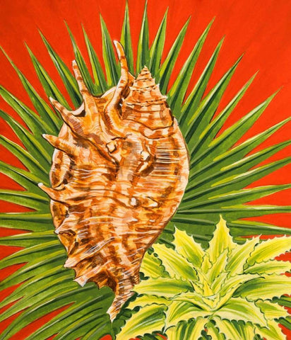 Island Treasures I Black Ornate Wood Framed Art Print with Double Matting by Baliko, Linda