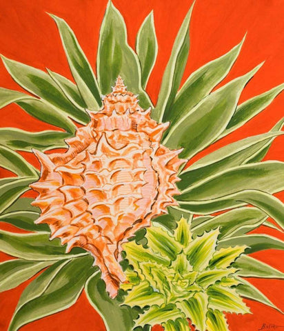 Island Treasures II Black Ornate Wood Framed Art Print with Double Matting by Baliko, Linda