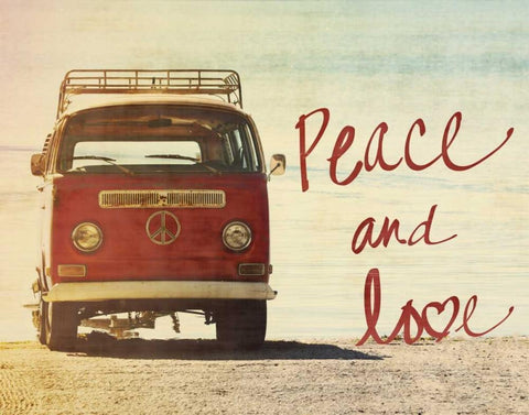 Peace and Love Black Ornate Wood Framed Art Print with Double Matting by Peck, Gail