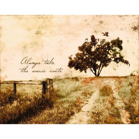 Always take the Scenic Route Black Modern Wood Framed Art Print by Mabat, Ynon