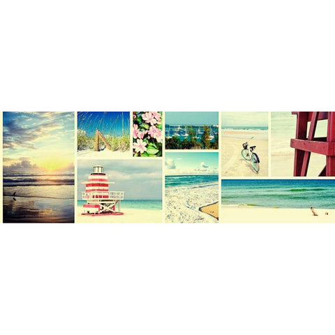 Coastal Collage Panel Black Modern Wood Framed Art Print by Peck, Gail