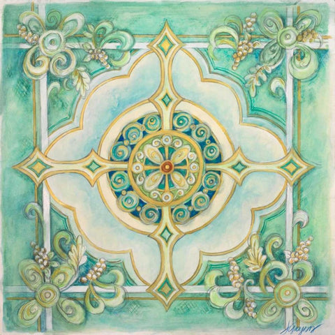 French Medallion IV Gold Ornate Wood Framed Art Print with Double Matting by Gaynor, Janice