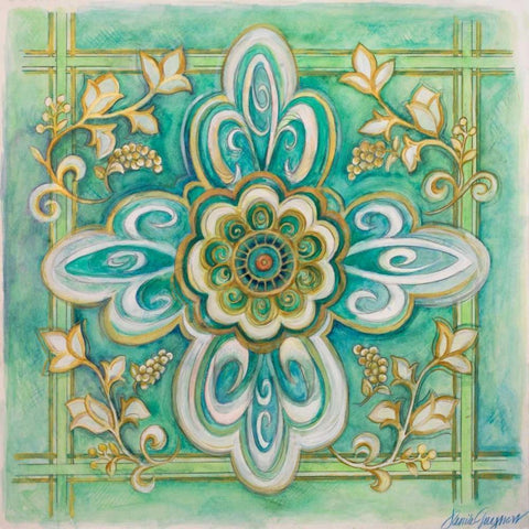 French Medallion II Black Modern Wood Framed Art Print with Double Matting by Gaynor, Janice