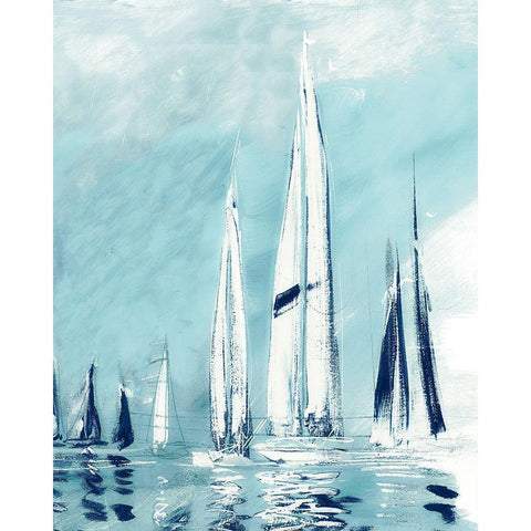 Tall Fantasy Sails Black Modern Wood Framed Art Print by Meneely, Dan
