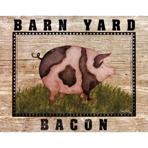 Farm Pig White Modern Wood Framed Art Print by Medley, Elizabeth