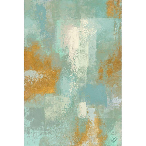 Escape into Teal Abstraction I White Modern Wood Framed Art Print by Marcon, Michael