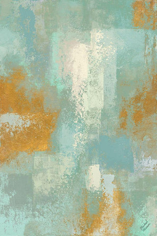 Escape into Teal Abstraction I Black Ornate Wood Framed Art Print with Double Matting by Marcon, Michael