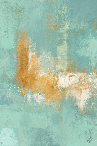 Escape into Teal Abstraction II Black Ornate Wood Framed Art Print with Double Matting by Marcon, Michael
